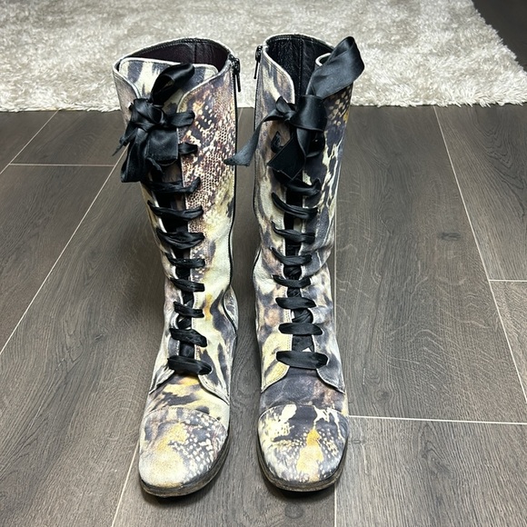 Roberto Ronaldi Leather Camo Print Lace Up combat military style boots Size 6.5 - Picture 12 of 16
